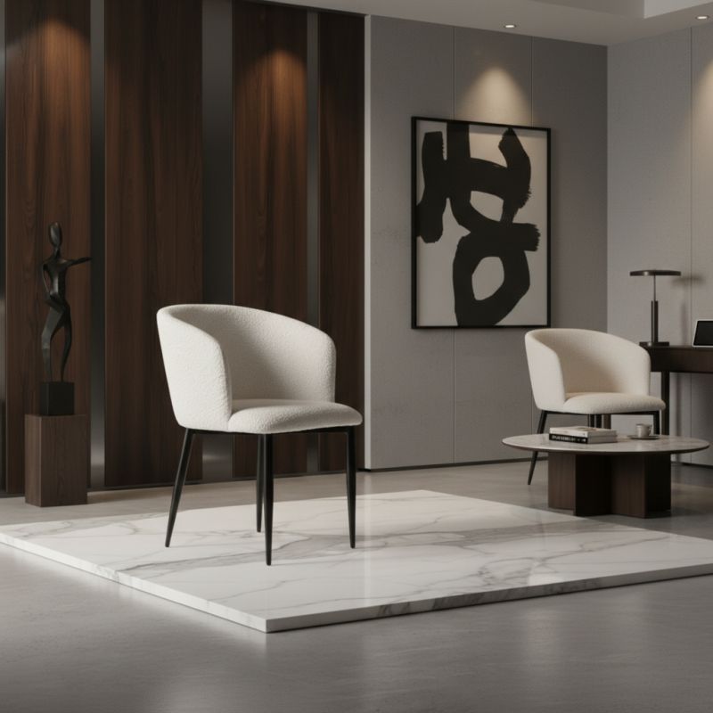 Cadeira Amalfi em Aço Carbono: Sofisticação e Conforto para Ambientes de Alto Padrão