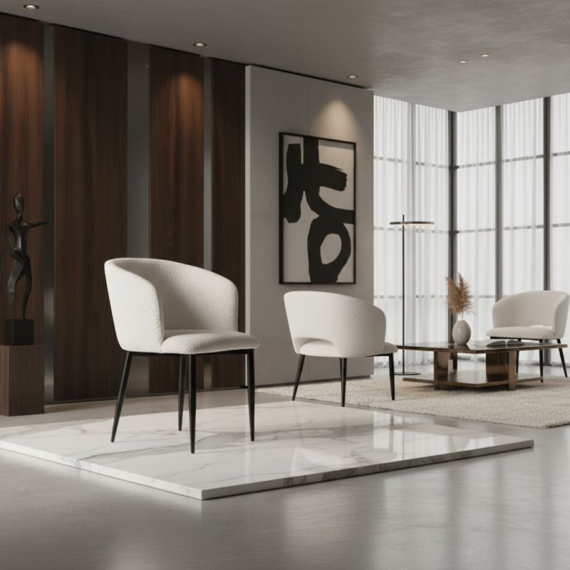 Cadeira Amalfi em Aço Carbono: Sofisticação e Conforto para Ambientes de Alto Padrão