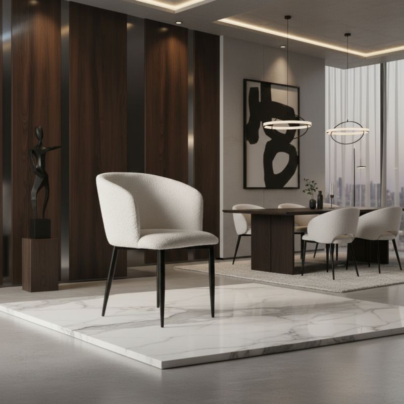 Cadeira Amalfi Aço Carbono: Sofisticação e Conforto em Design Orgânico para Ambientes de Alto Padrão