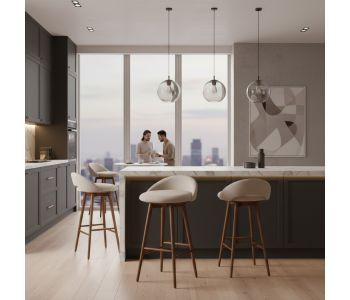 Banqueta Sue Madeira: Elegância Sustentável para Áreas Gourmet com Design Orgânico