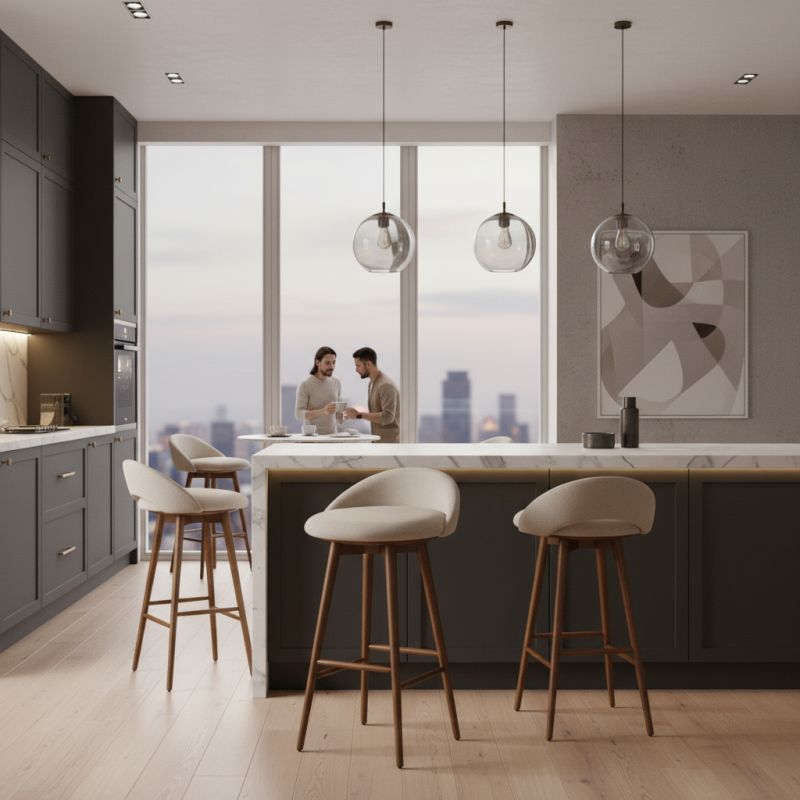 Banqueta Sue Madeira: Elegância Sustentável para Áreas Gourmet com Design Orgânico