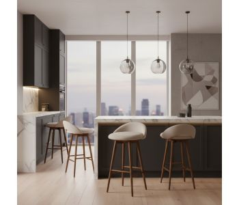 Banqueta Sue Madeira: Sofisticação Orgânica para Ambientes de Alto Padrão