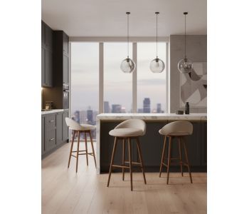 Banqueta Sue Madeira: Elegância Natural e Design Orgânico para Espaços Gourmet