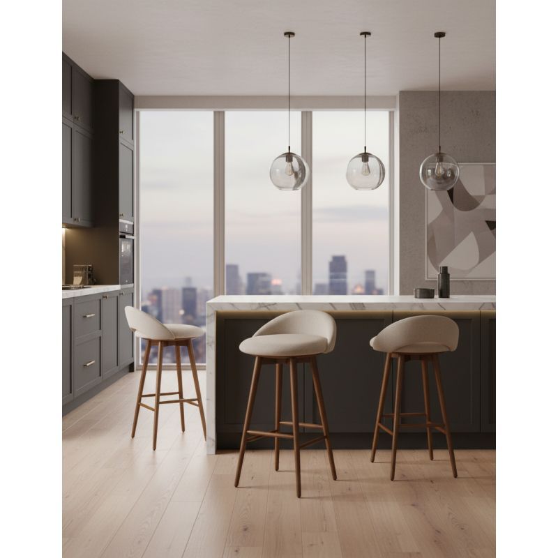 Banqueta Sue Madeira: Elegância Natural e Design Orgânico para Espaços Gourmet