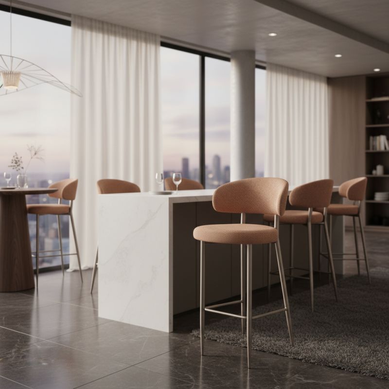 Banqueta Tina Aço Carbono TN-103: Elegância e Conforto para Ambientes de Alto Padrão