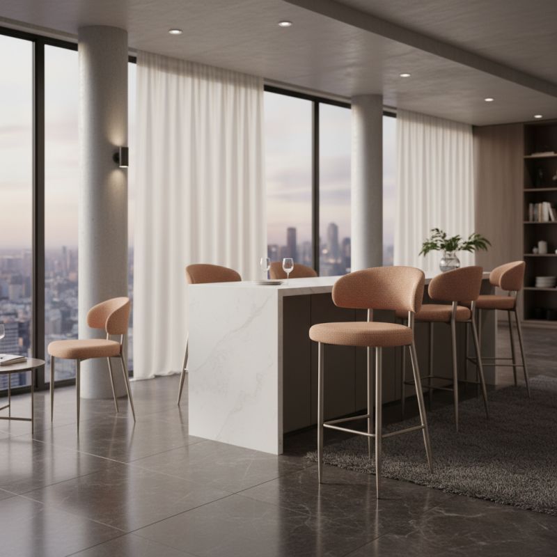 Banqueta Tina Aço Carbono TN-103: Sofisticação e Conforto em Cada Detalhe