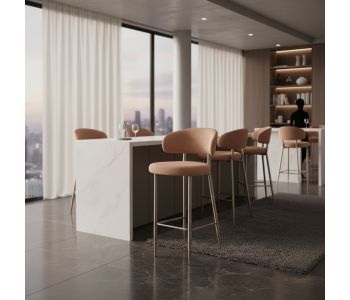 Banqueta Tina Aço Carbono TN-103: Sofisticação e Conforto para Ambientes de Alto Padrão