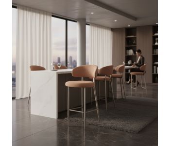 Banqueta Tina: Sofisticação Industrial e Conforto para Ambientes de Alto Padrão