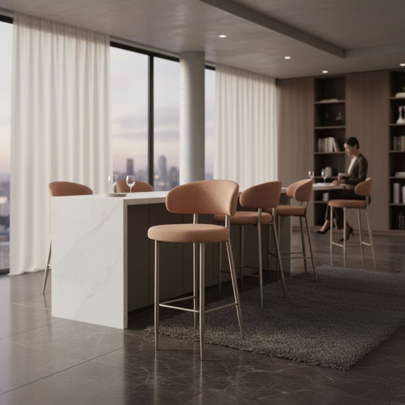 Banqueta Tina: Sofisticação Industrial e Conforto para Ambientes de Alto Padrão