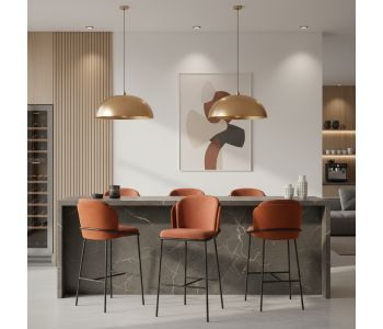 Banqueta Galli em Aço Carbono: Sofisticação Natural para Ambientes de Alto Padrão