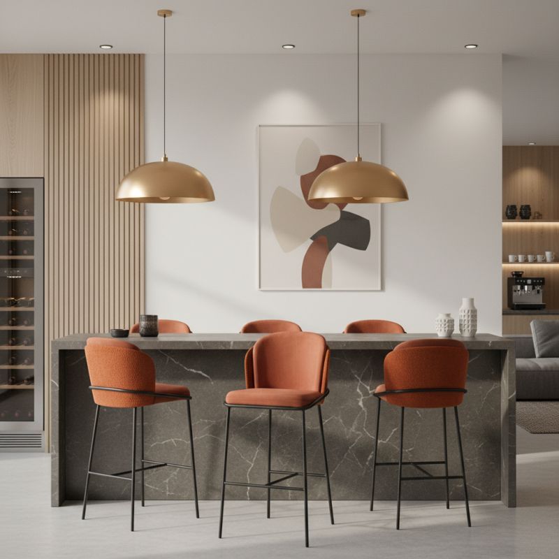 Banqueta Galli em Aço Carbono: Sofisticação Natural para Ambientes de Alto Padrão