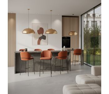 Banqueta Galli Aço Carbono: Sofisticação e Conforto para Ambientes de Alto Padrão