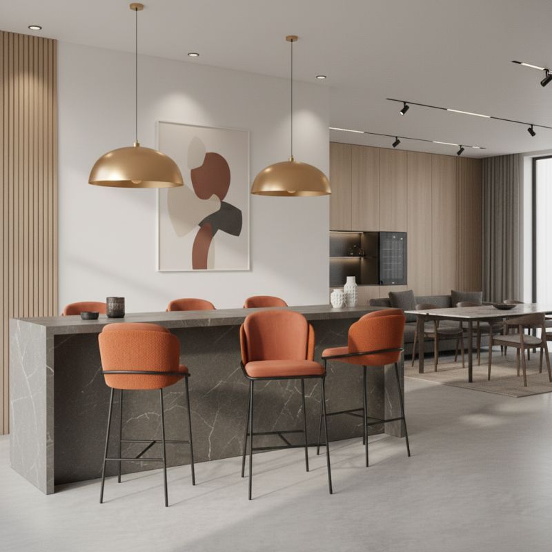 Banqueta Galli em Aço Carbono Tolle Móveis: Sofisticação e Conforto para Seu Ambiente