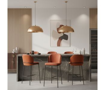 Banqueta Galli em Aço Carbono: Sofisticação e Conforto para Ambientes de Alto Padrão