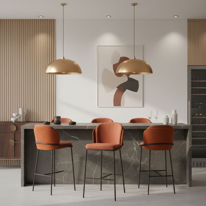 Banqueta Galli em Aço Carbono: Sofisticação e Conforto para Ambientes de Alto Padrão