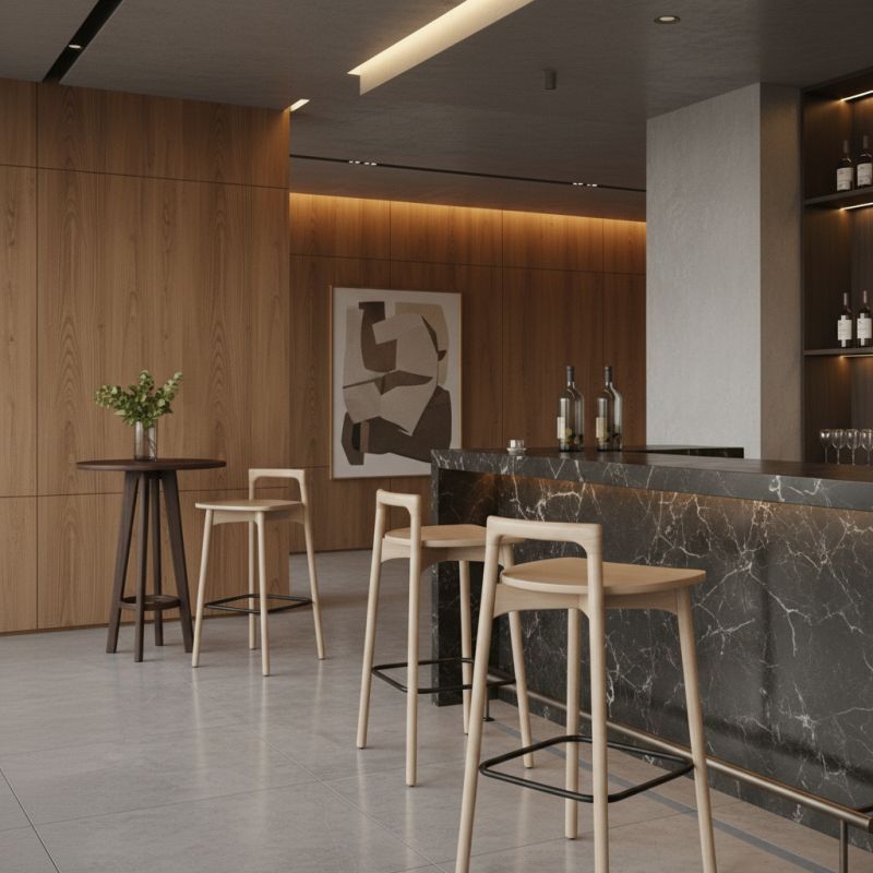 Banqueta Wood Madeira WO-101: Elegância Natural e Conforto para Ambientes de Alto Padrão