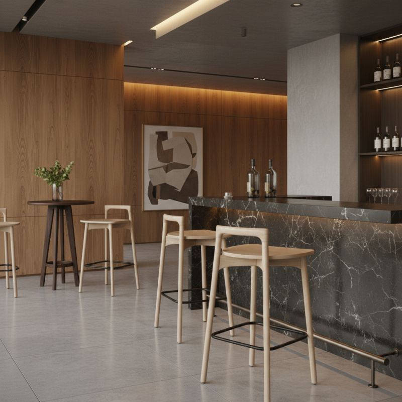 Banqueta Wood Madeira WO-101: Elegância Natural e Conforto para Ambientes de Alto Padrão