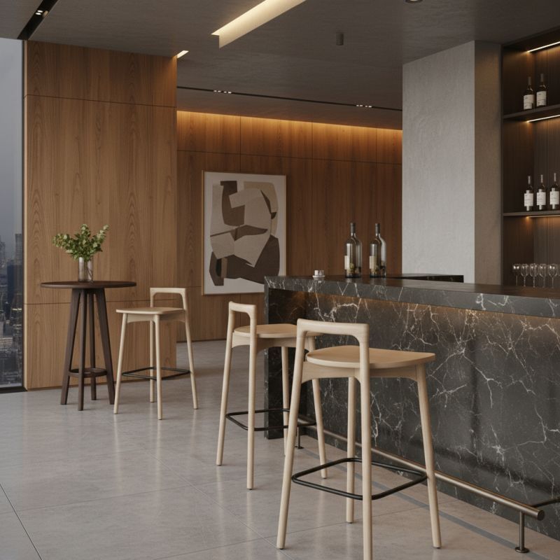 Banqueta Wood Madeira WO-101: Elegância Natural e Conforto para Ambientes de Alto Padrão