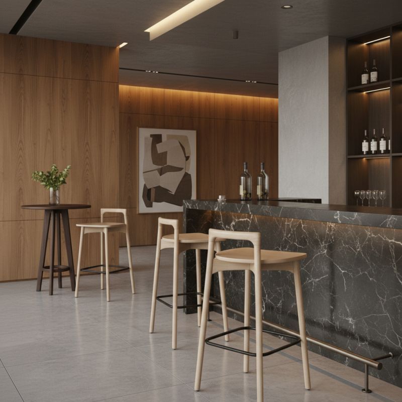 Banqueta Wood Madeira WO-101: Sofisticação e Conforto para Ambientes de Alto Padrão