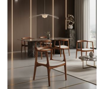 Cadeira Unic Madeira UNI-101: Sofisticação e Conforto em Design Orgânico para Ambientes de Alto Padrão