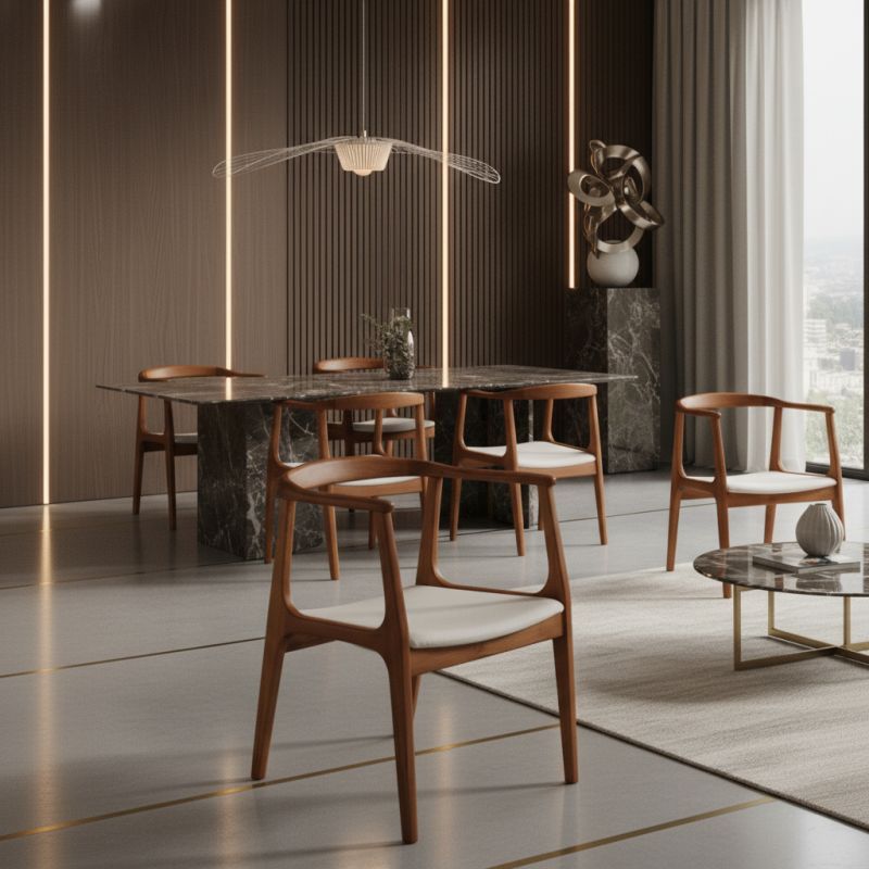 Cadeira Unic Madeira UNI-101: Sofisticação e Conforto em Design Orgânico para Ambientes de Alto Padrão