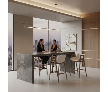 Banqueta Gris Madeira: Elegância e Conforto Orgânico para Ambientes de Alto Padrão