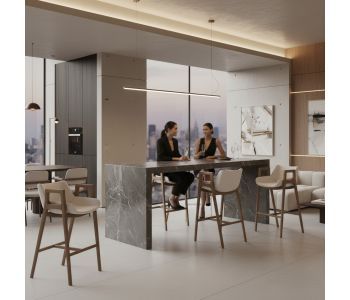 Banqueta Gris Madeira: Sofisticação e Conforto para Ambientes de Alto Padrão