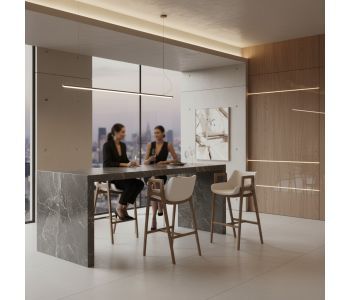 Banqueta Gris Madeira: Sofisticação e Conforto para Ambientes de Alto Padrão