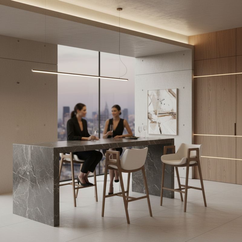 Banqueta Gris Madeira: Sofisticação e Conforto em Móveis de Luxo para Seu Espaço