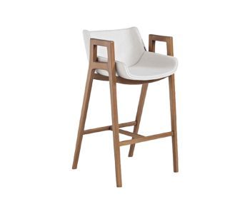 Banqueta Gris Madeira: Elegância Orgânica e Conforto para Ambientes de Alto Padrão
