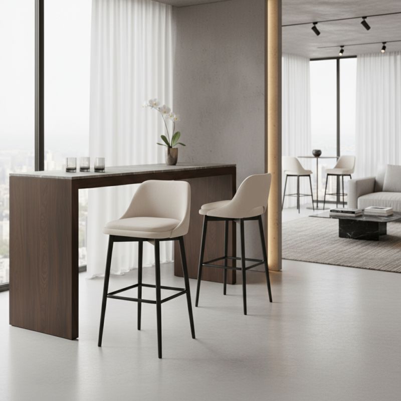 Banqueta Brasil Madeira BRA-101: Elegância Orgânica para Ambientes de Alto Padrão