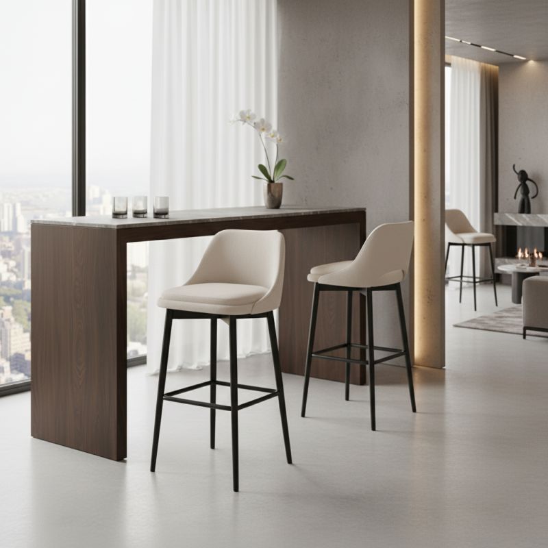 Banqueta Brasil Madeira BRA-101: Elegância Natural e Design Orgânico para Ambientes Sofisticados