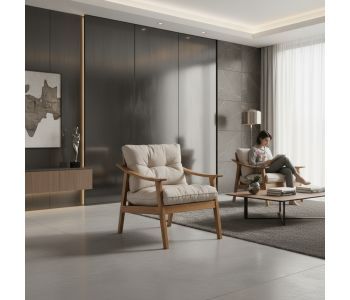 Poltrona Olli Madeira: Conforto e Elegância Natural para Ambientes de Alto Padrão
