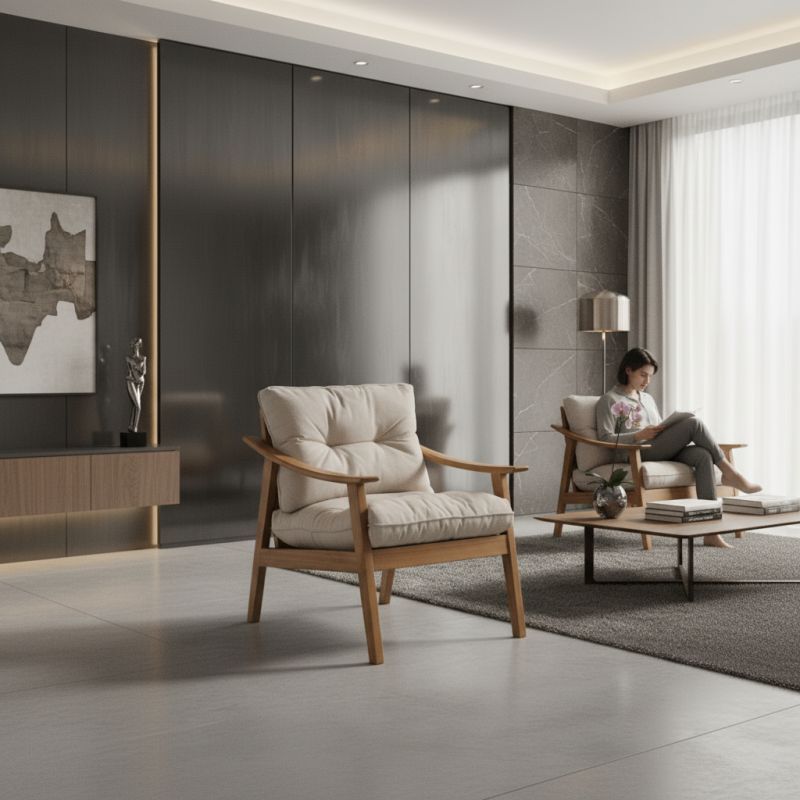 Poltrona Olli Madeira: Conforto e Elegância Natural para Ambientes de Alto Padrão