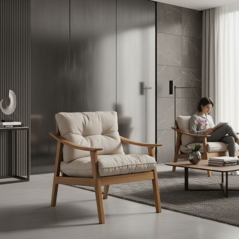 Poltrona Olli: O Toque de Luxo e Conforto em Madeira para Ambientes Sofisticados