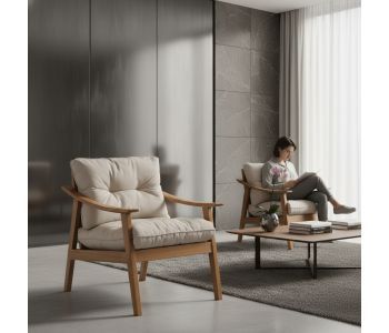 Poltrona Olli: Sofisticação em Madeira para Ambientes de Alto Padrão