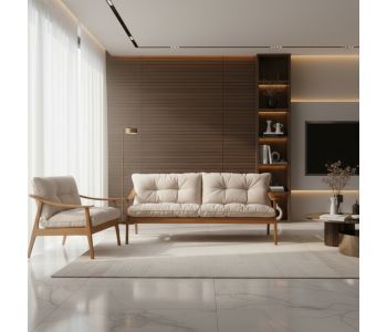 Sofá Olli Madeira: Elegância Sustentável e Conforto em Alto Padrão para sua Sala