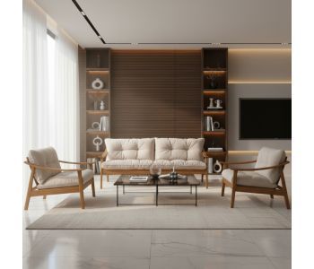 Sofá Olli Madeira: A Combinação Perfeita de Design Orgânico e Conforto para Ambientes Sofisticados
