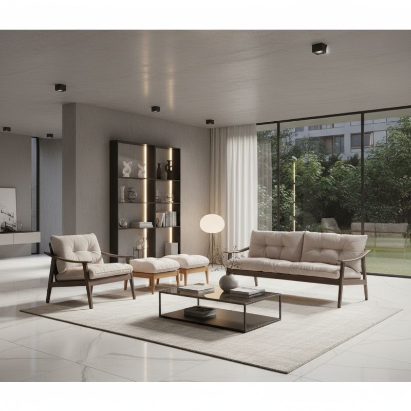 Sofá Brisa Madeira BRS-102: Elegância Natural e Conforto em Alto Padrão