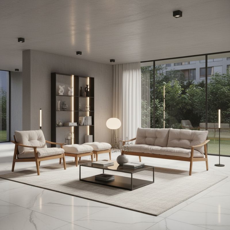 Sofá Brisa Madeira BRS-102: Elegância Sustentável e Conforto para Seu Espaço