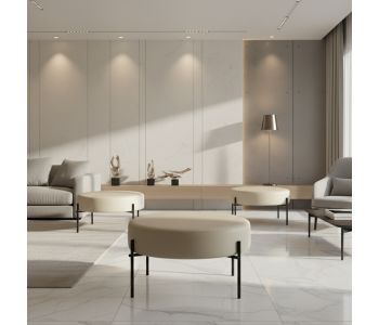 Puff Gio Aço Carbono: Sofisticação e Conforto para Ambientes de Alto Padrão