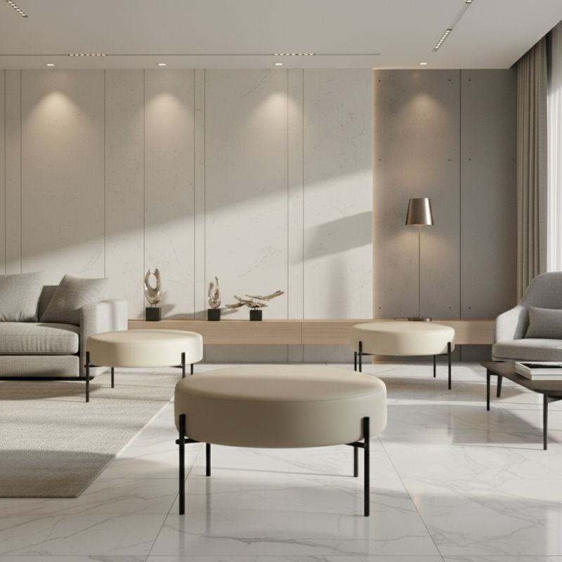 Puff Gio Aço Carbono: Sofisticação e Conforto para Ambientes de Alto Padrão