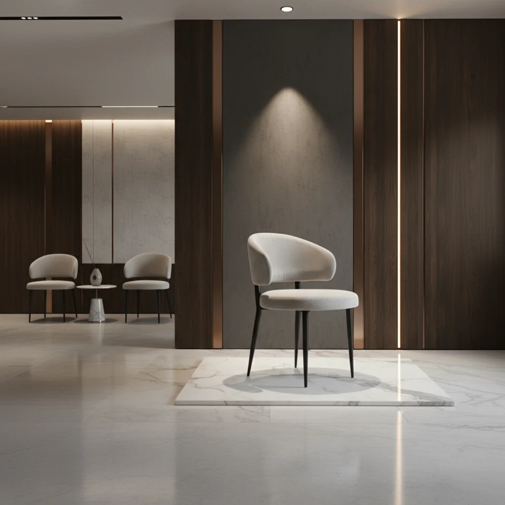 Cadeira Tina em Aço Carbono: Sofisticação e Conforto para Ambientes de Alto Padrão