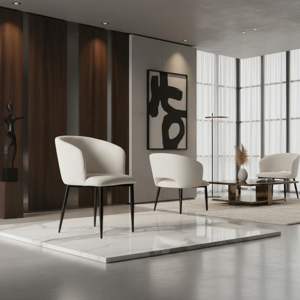 Cadeira Amalfi em Aço Carbono: Sofisticação e Conforto para Ambientes de Alto Padrão