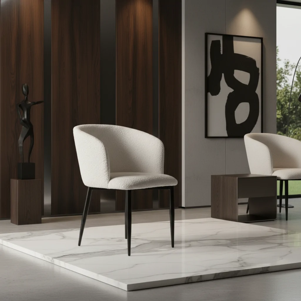 Cadeira Amalfi em Aço Carbono: Sofisticação e Conforto para Ambientes de Alto Padrão