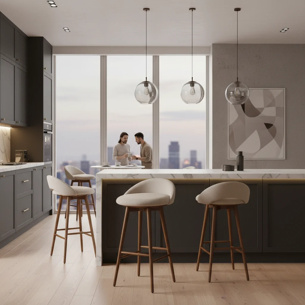 Banqueta Sue Madeira: Elegância Sustentável para Áreas Gourmet com Design Orgânico