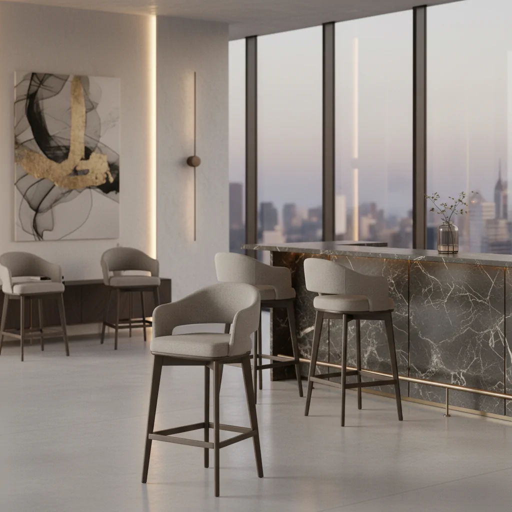 Banqueta Nanda: Elegância Natural e Conforto Ergonômico para Ambientes de Alto Padrão