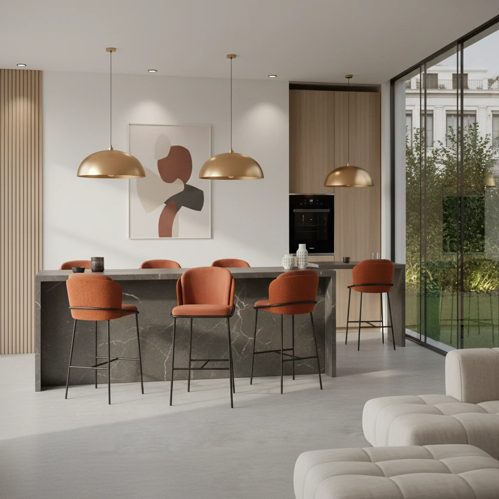 Banqueta Galli Aço Carbono: Sofisticação e Conforto para Ambientes de Alto Padrão