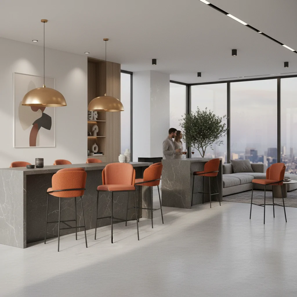 Banqueta Galli: A Elegância do Aço Carbono para Ambientes de Alto Padrão