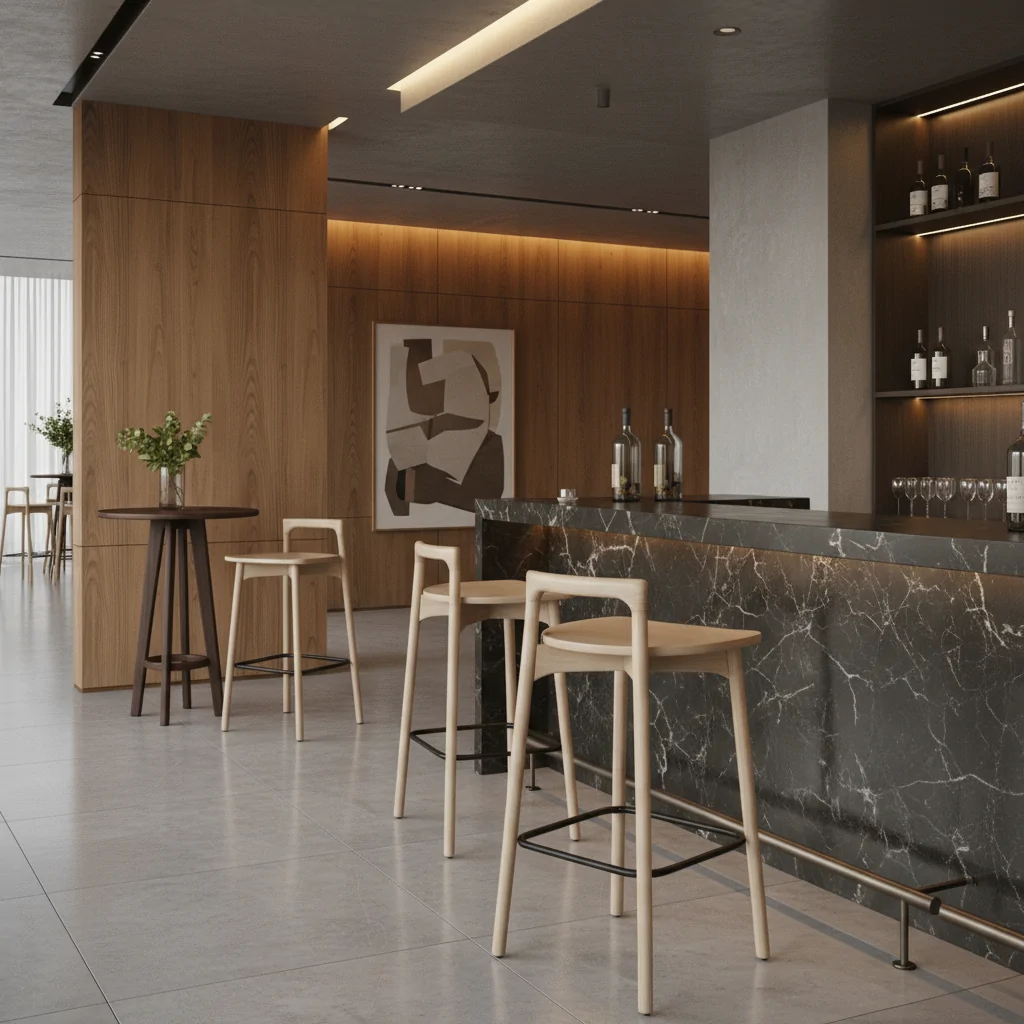 Banqueta Wood Madeira WO-101: Conforto e Elegância Natural para Ambientes de Alto Padrão